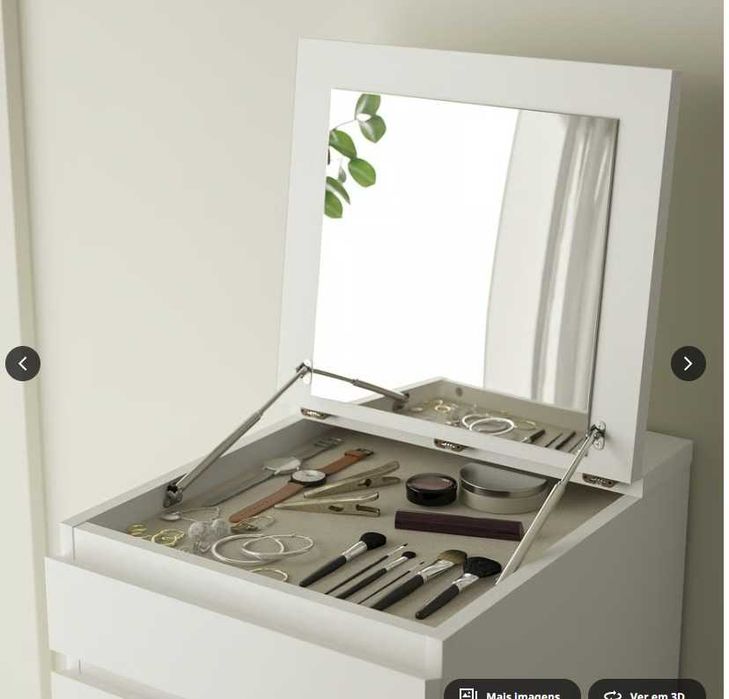 IKEA MALM Cómoda c/6 gavetas, branco e espelho