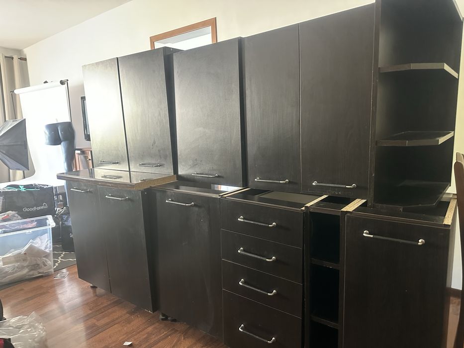 Meble kuchenne zestaw brąz wenge