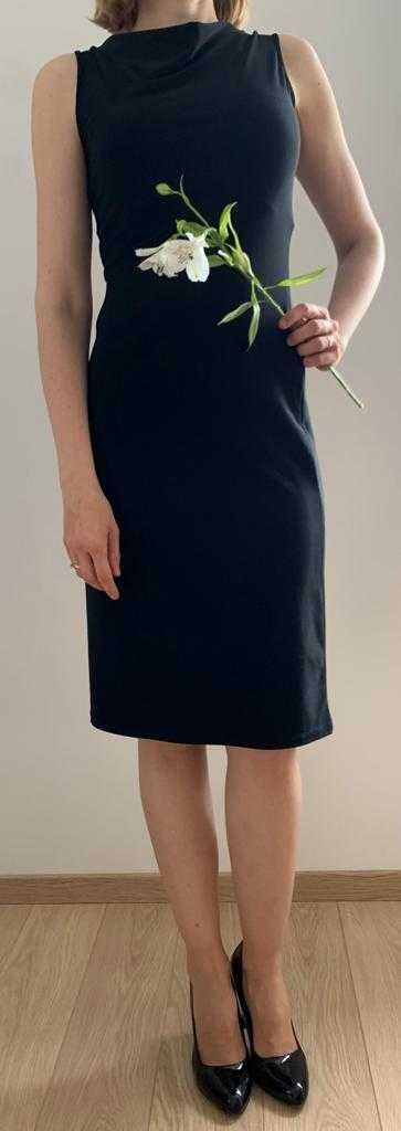 Czarna klasyczna elegancka minimalistyczna sukienka HM S (mała czarna)