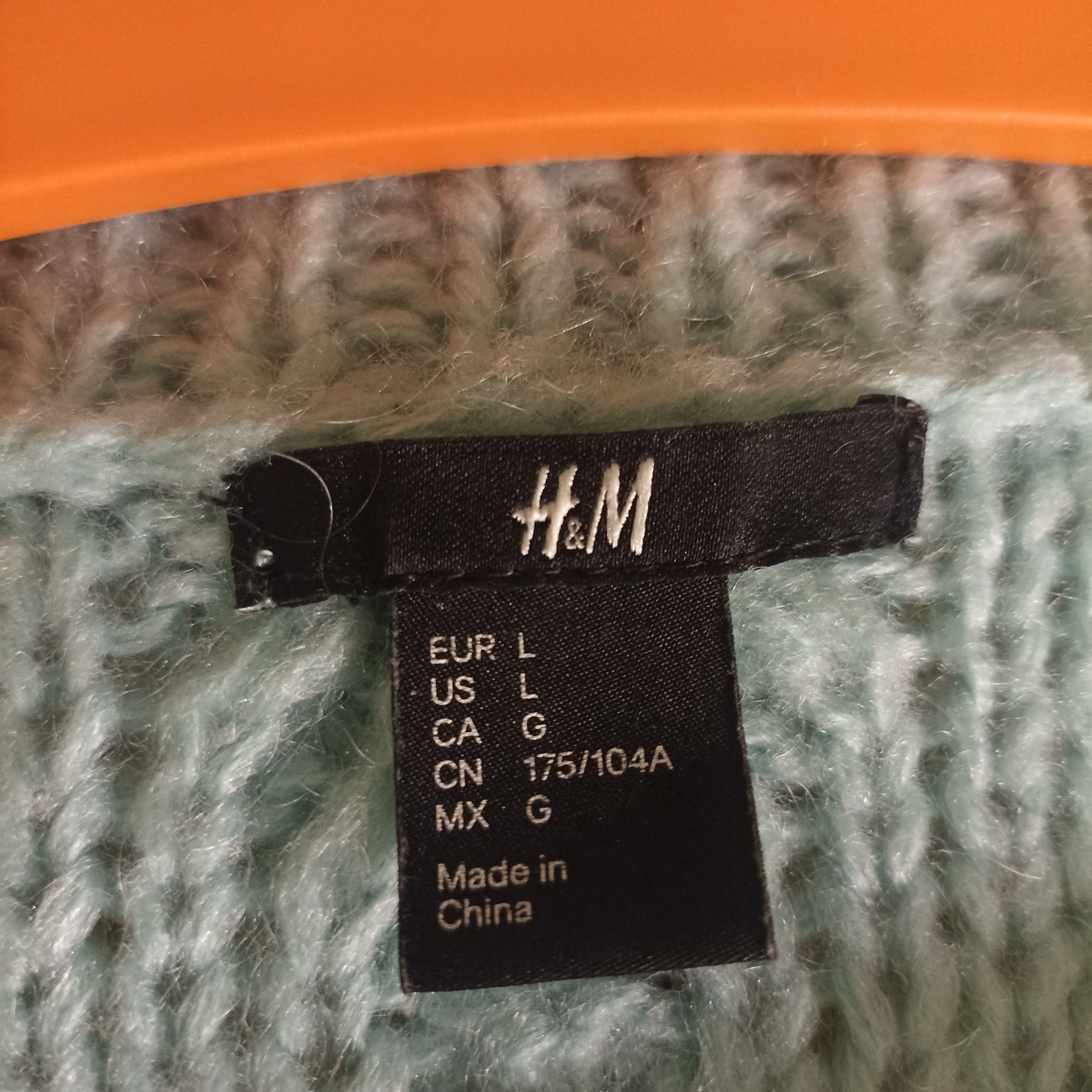 Sweter L-Xl H&M miętowy wełna piękny