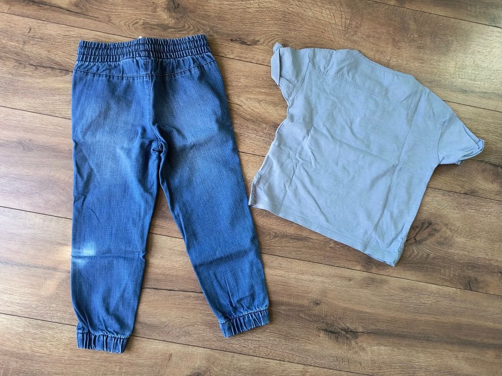 Jeansy H&M i bluzka Reserved rozmiar 104