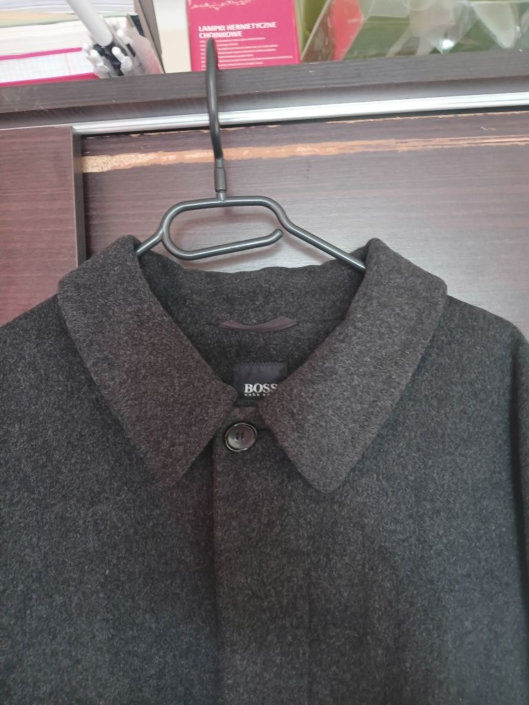 Vintage płaszcz jesionka męska na guziki Hugo Boss kaszmir i wełna 58