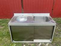 Zlew gastronomiczny 2-komorowy stal nierdzewna 110x55x61 cm