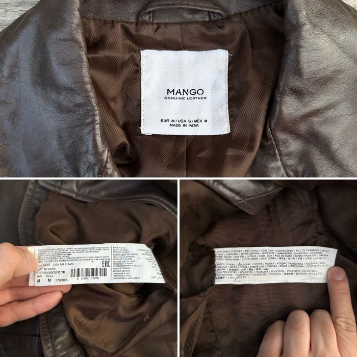 Brązowa skórzana kurtka, ramoneska Mango, 100% skóra owcza, rozmiar M