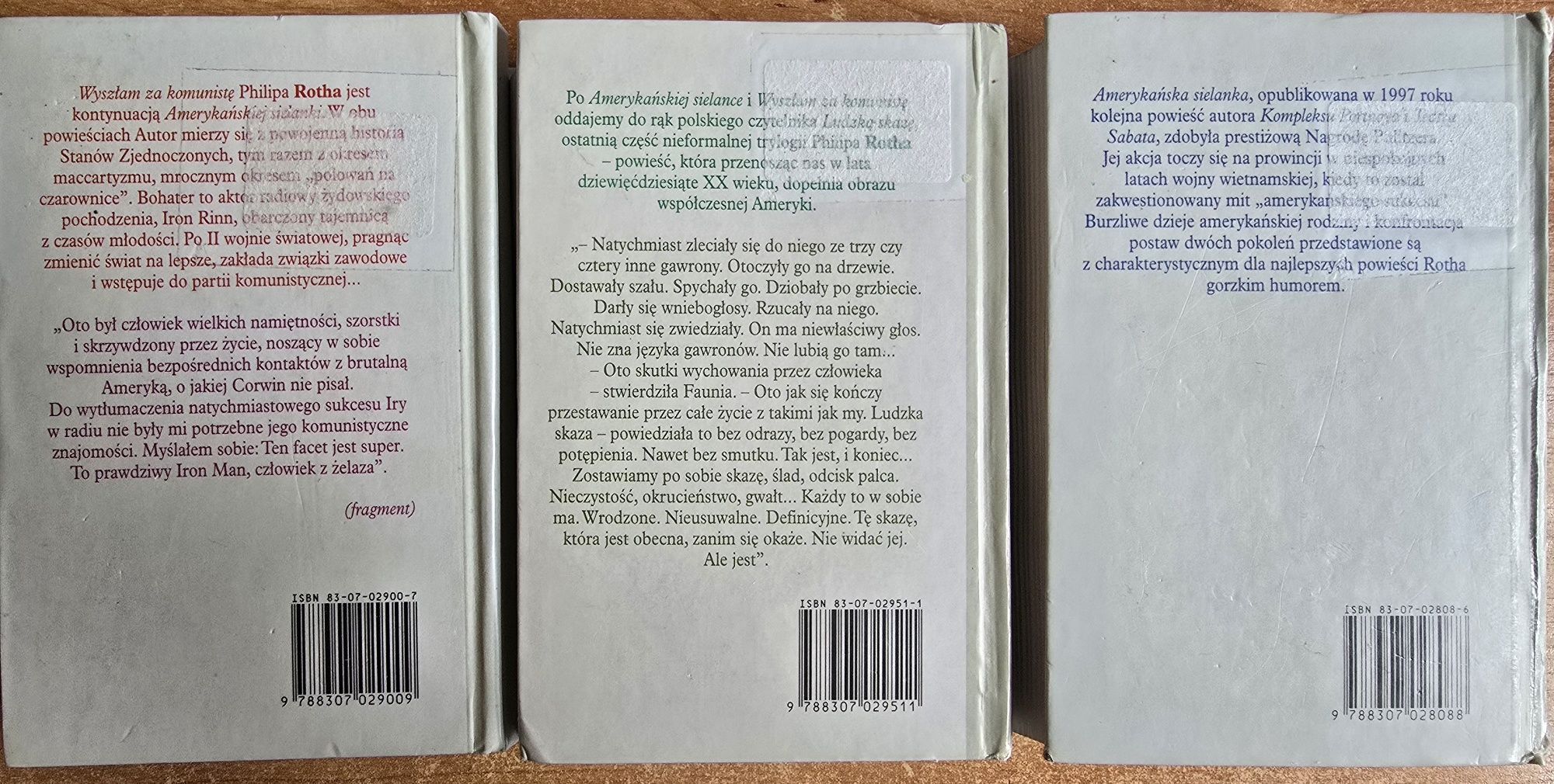 3 X Philip Roth-Wyszłam za komunistę,Ludzka skaza,Amerykańska sielanka