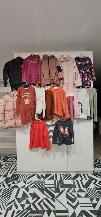 PAKA 4x kurtka 8x bluza sweter 128 134 zestaw dziewczynka JESIEŃ ZIMA