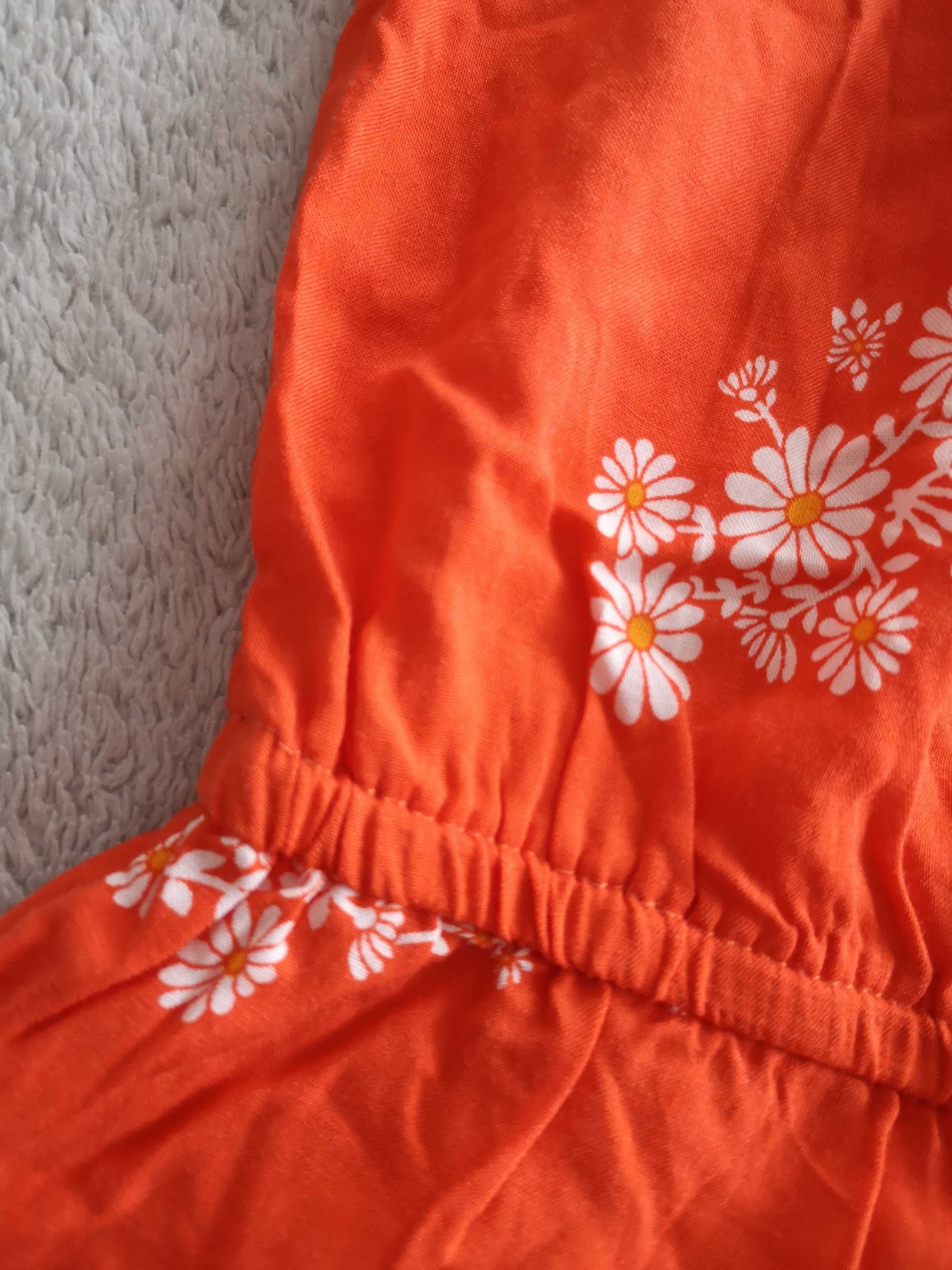 Nowy pomarańczowy letni kombinezon w kwiatki stokrotki New Look 164