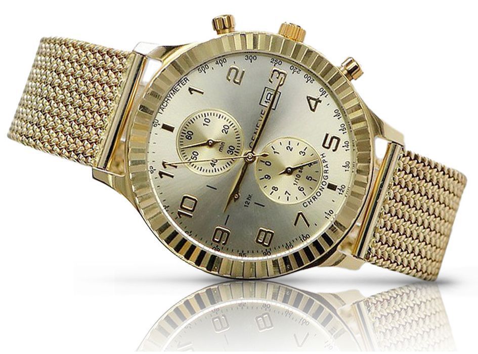 Złoty zegarek 14k 585 bransoletą męski Geneve mw007y&mbw014y Katowice