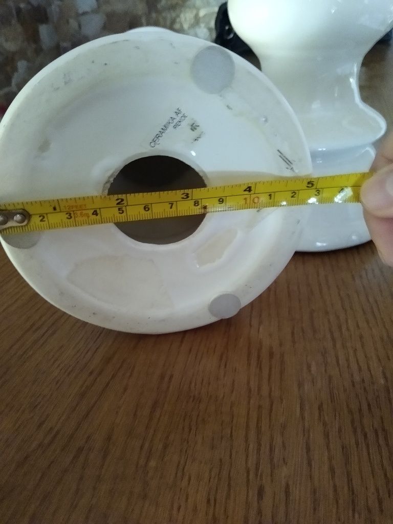 Świeczniki białe ceramiczne rękodzieło 30 cm