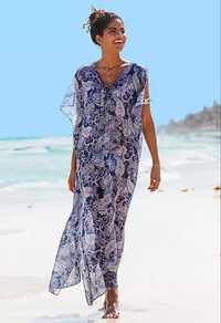 NOWA sukienka plażowa maxi r.40/42 szyfon w kolorowe wzory Bpc
