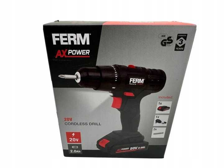 Wkrętarka akumulatorowa Ferm AX-POWER CDM1191 20 V 2.0 Ah + aku + ład