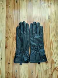 Primark rozmiar L skórzane czarne rękawiczki damskie