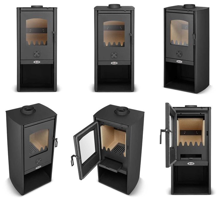 Piec kominek koza nowoczesny stalowy BLIST Polar 6,7 kW Outlet