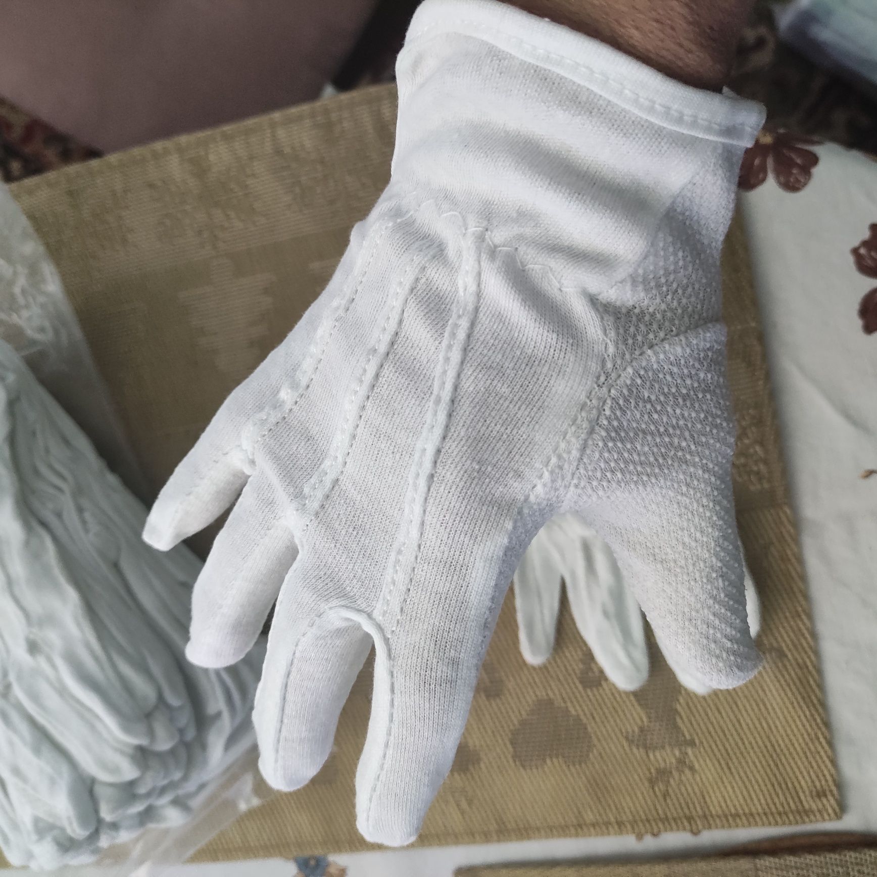 12 szt Rękawice ochronne białe bawełna nowe
