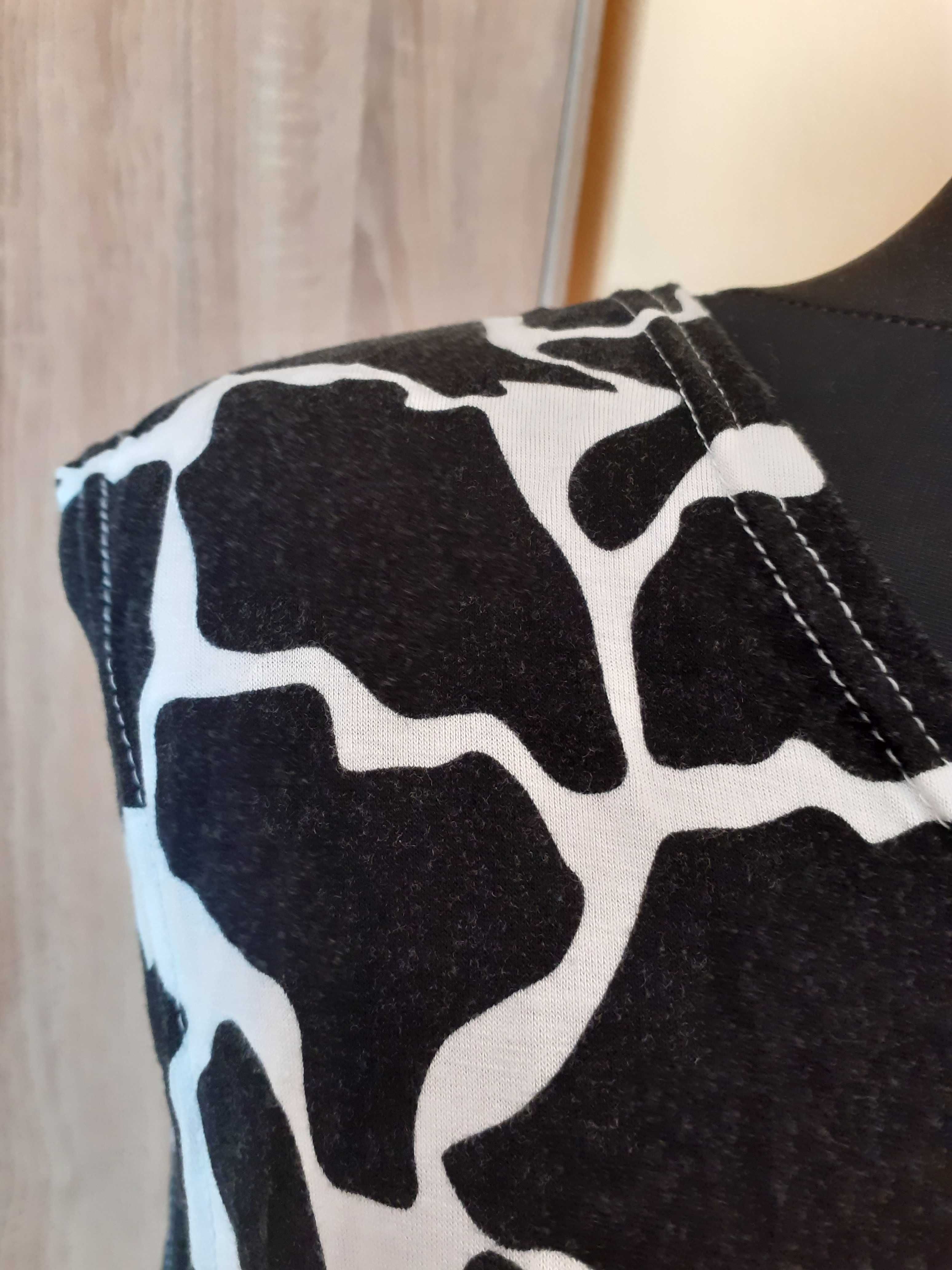 46 Tank top bluzka wygodny czarny biały wzory wiskoza Y2K real vintage
