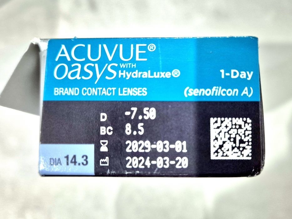 ACUVUE OASYS 1-DAY Soczewki kontaktowe jednodniowe 15szt Moc -7,5 -8.0