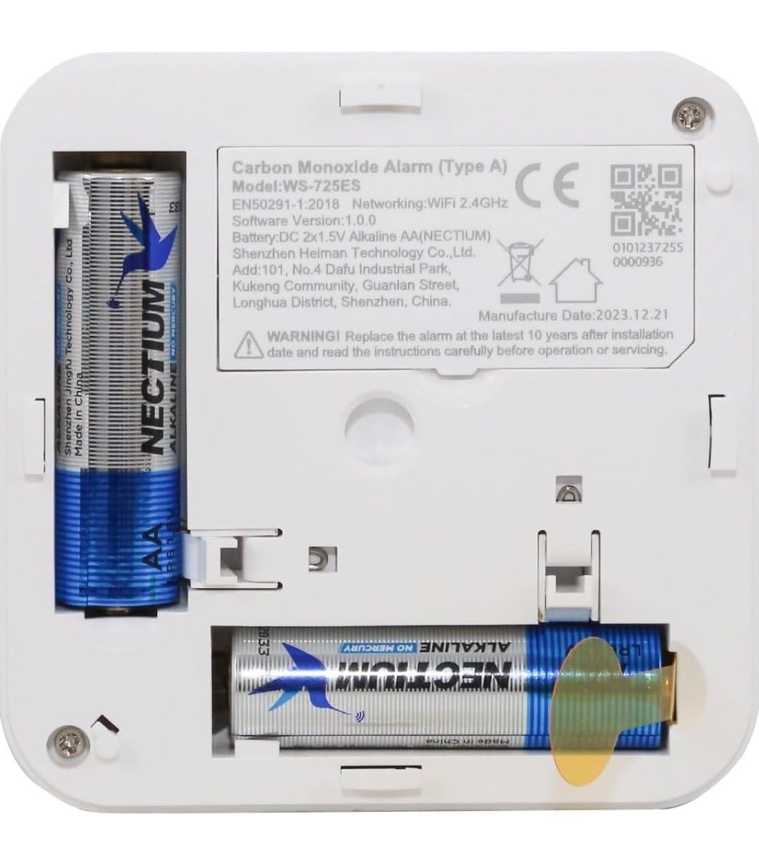 Czujnik tlenku węgla czadu HEIMAN , WiFi, głośny alarm 85 DB.