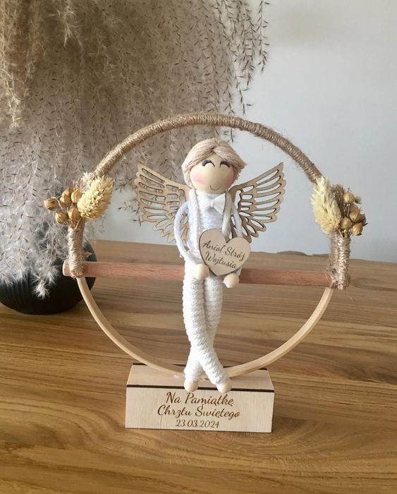 Pamiątka na Chrzest Święty Prezent na Chrzest Święty Anioł Stróż Chrzc