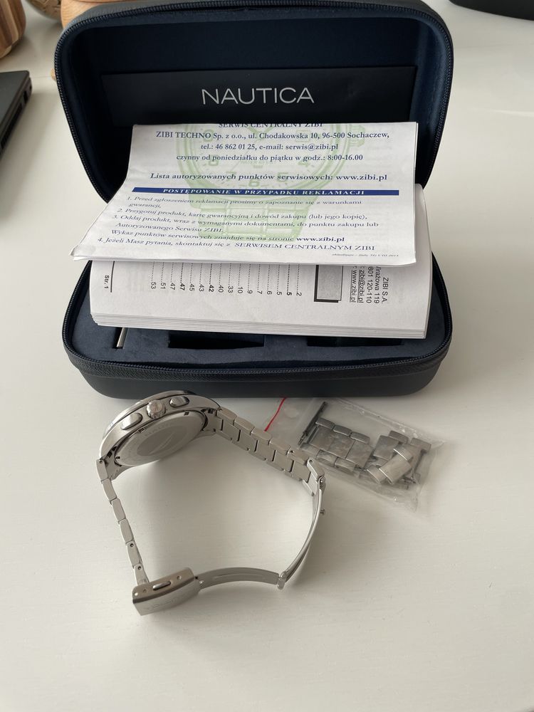 Zegarek męski Nautica NAPLSN001 z dokumentami Zielony Bransoleta Pasek