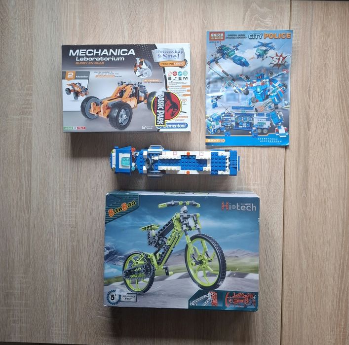 Zestaw x3 klocki City Police Clementoni Mechanica BanBao Rower ala leg