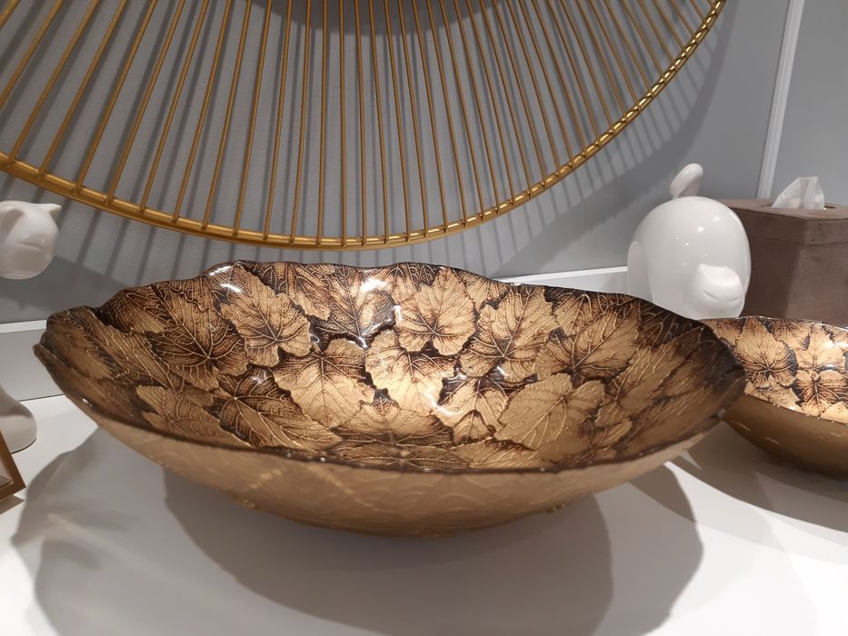 Miski patery Szkło Złote Liście