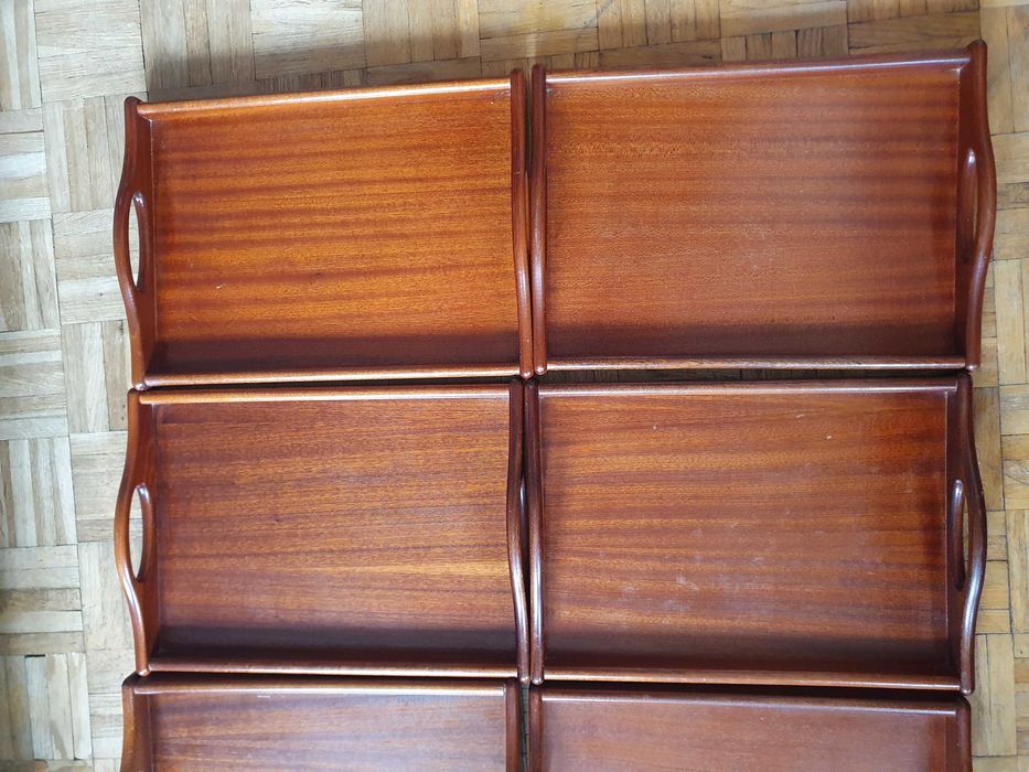 SUPER STAN Taca Butler Classic,DREWNO, mahoń, CRASTER, serwowanie,8szt