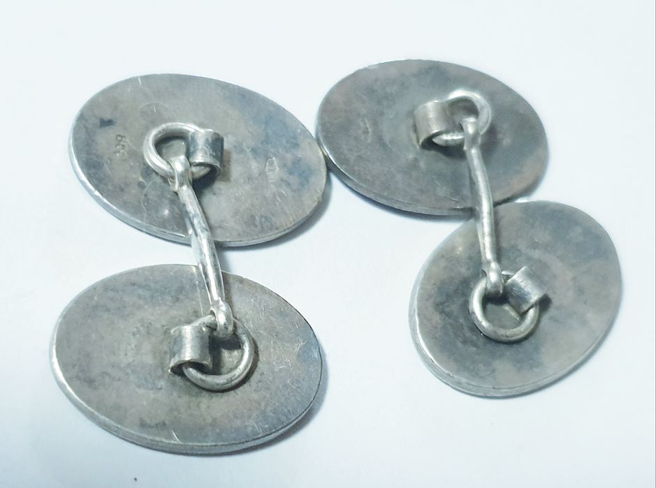 Antigos botões de punho em prata - insignias do Rei Umberto da Itália