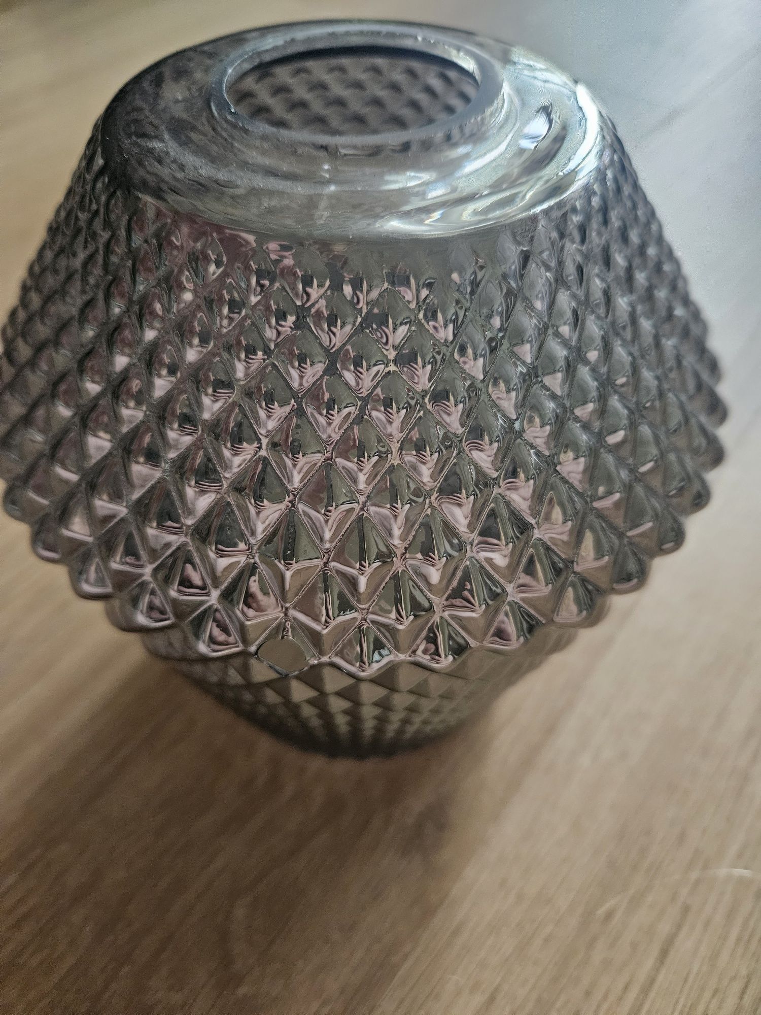 Klosz szklany art deco Abażur lampa szara srebrna przezroczysta