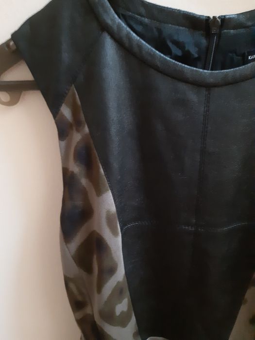 Projektantka Karen Millen USA zjawiskowa sukienka moro & skóra r XS/S