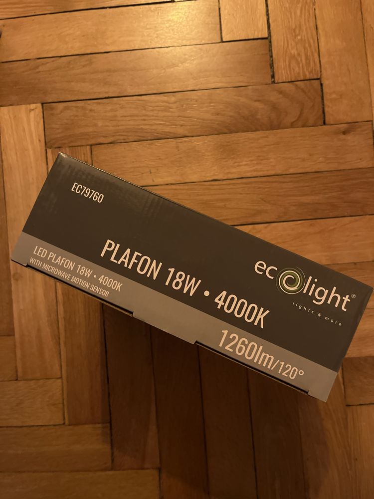 Plafon z mikrofalowym czujnikiem ruchu LED 18W 4000K