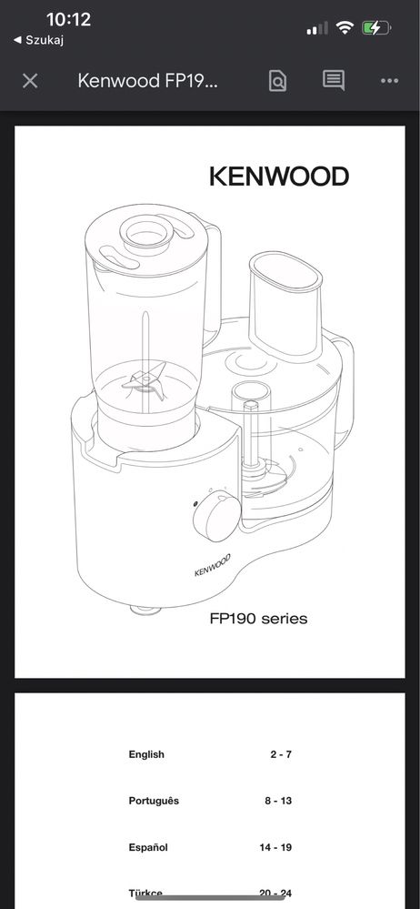 Kenwood FP190 Biały robot kuchenny wielofunkcyjny