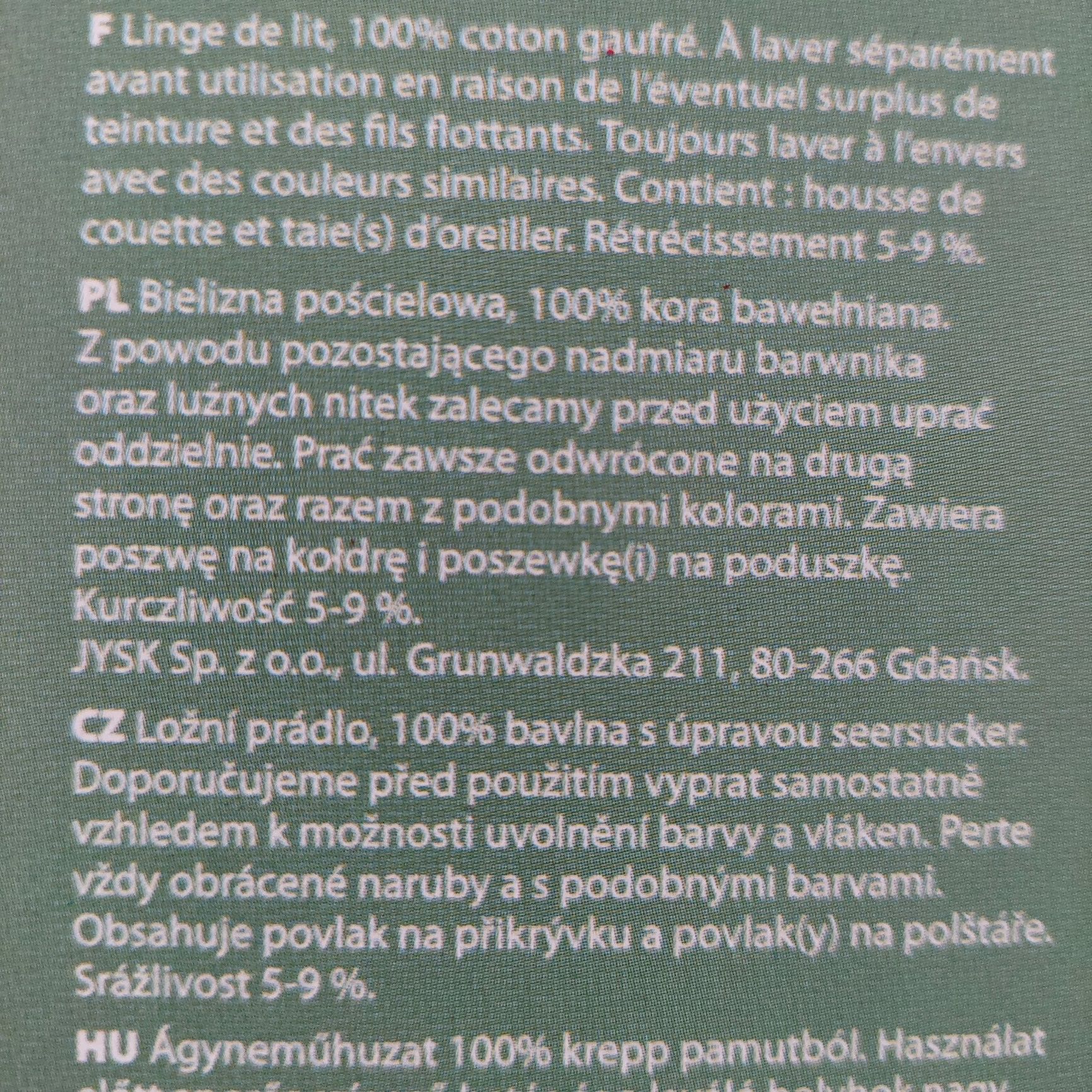 Komplet pościeli 140x200 z 1 poszewką na poduszkę 100% kory bawełnia