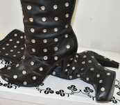 Botas salto alto em pele preta - Nº38