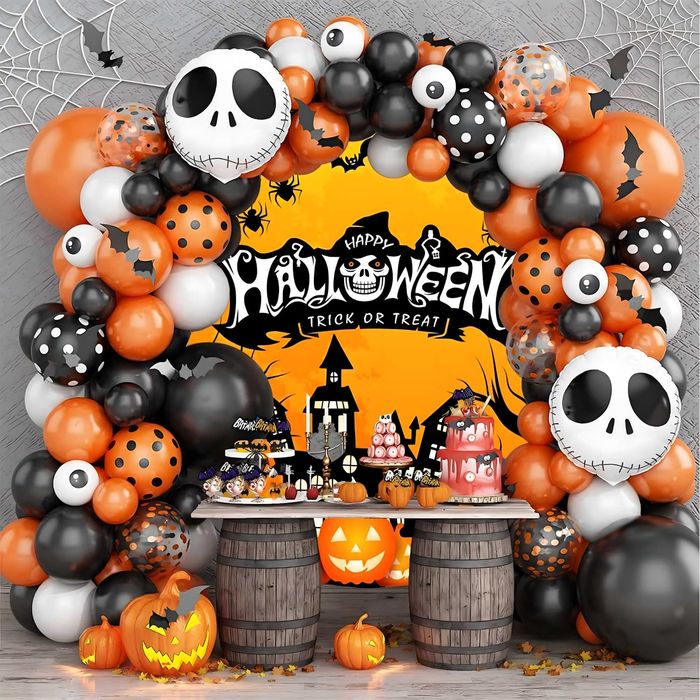 Zestaw Balonów Girlanda Balonowa Nietoperz Czaszka Halloween Przyjęcia