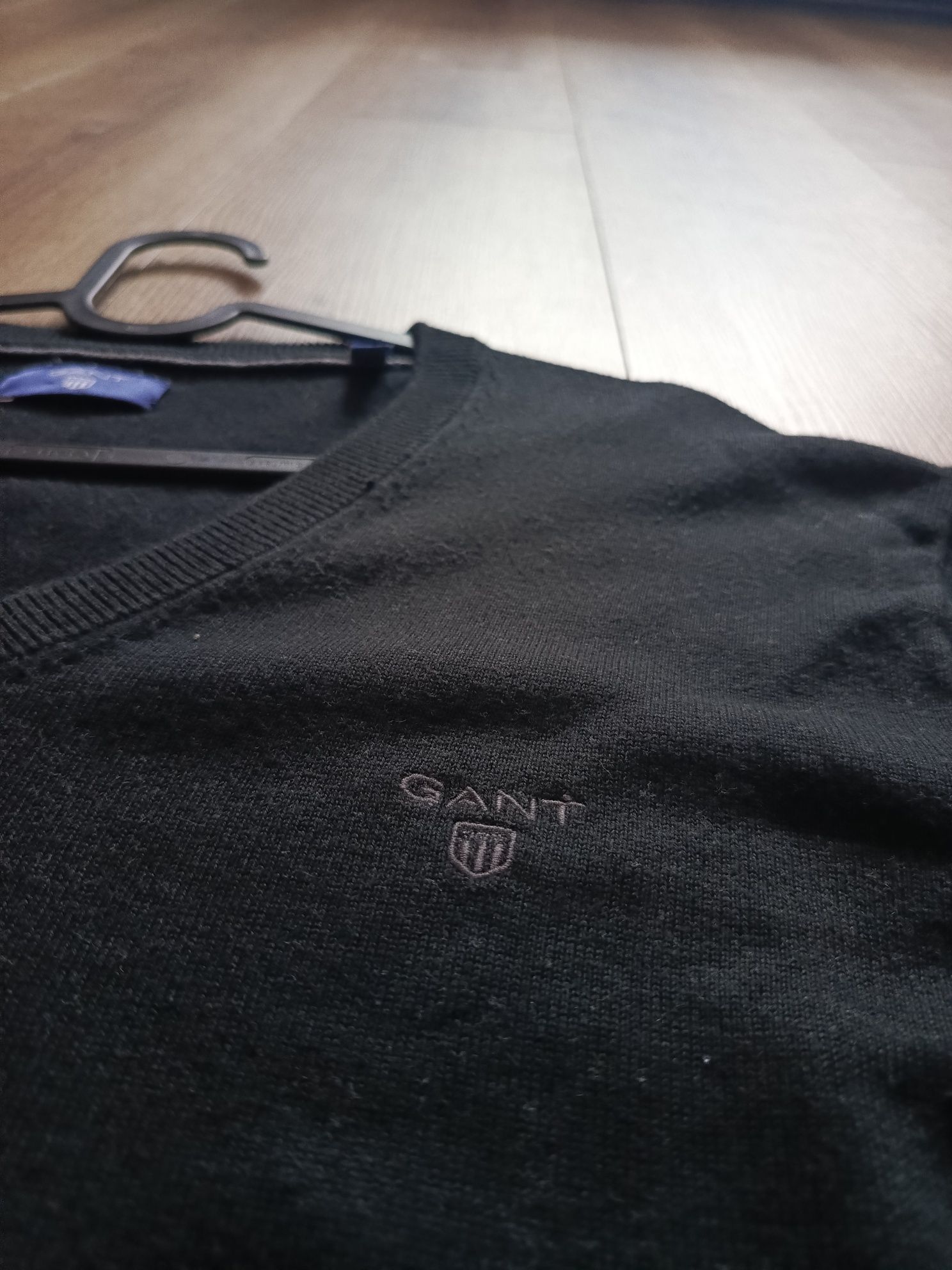 Sweter czarny bawełniany GANT L elegancki premium