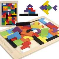 Układanka Puzzle Klocki Drewniane Gra Zabawka Logiczna Edukacyjna