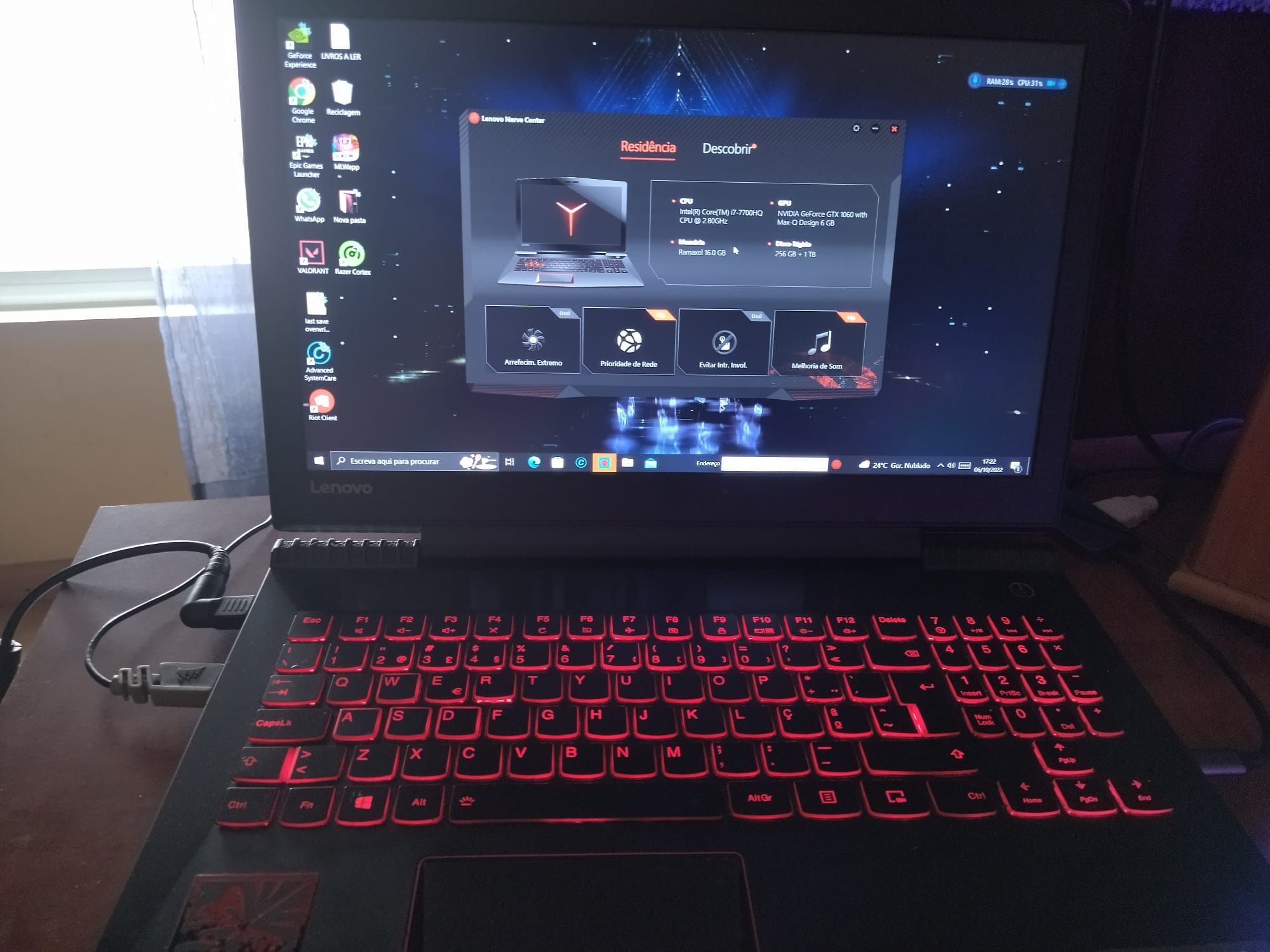 Portátil Lenovo Legion Gaming Y520.