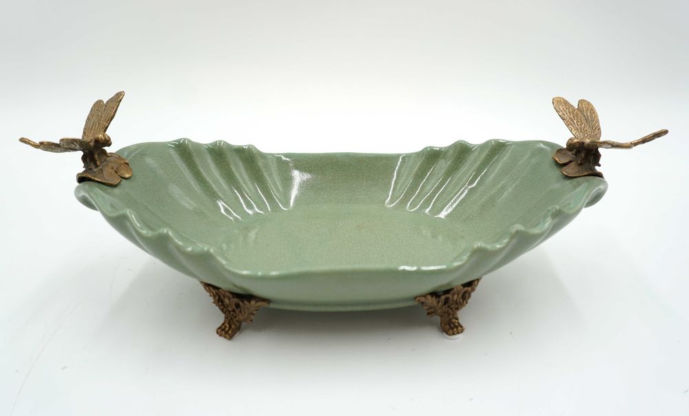 PATERKA porcelana z brązem-ważki