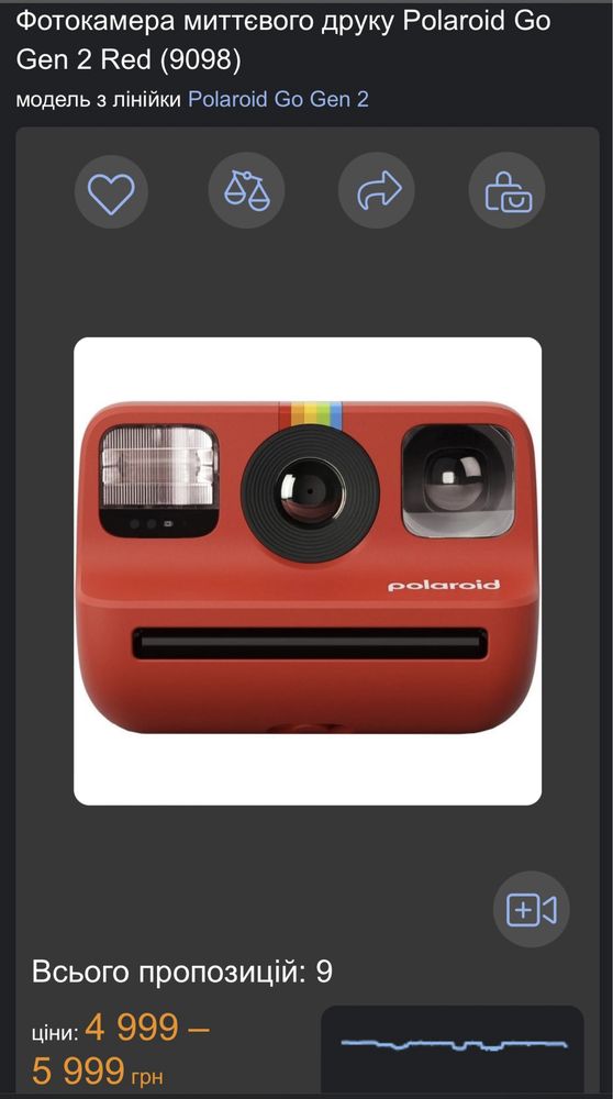 Фотокамера миттєвого друку Polaroid Go Gen 2 Red (9098)