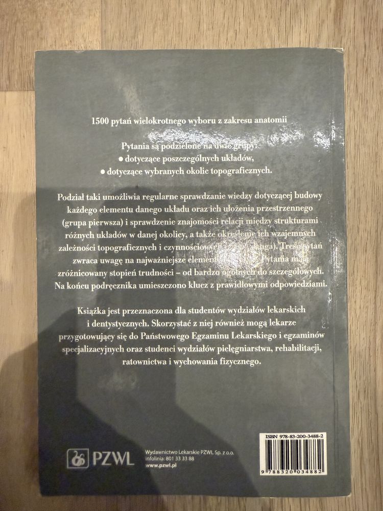 Anatomia Człowieka 1500 pytań testowych