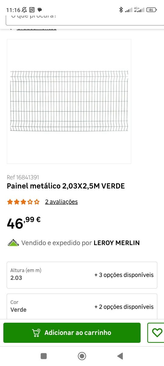 Paineis metálicos para vedação 2m x 2.5m
