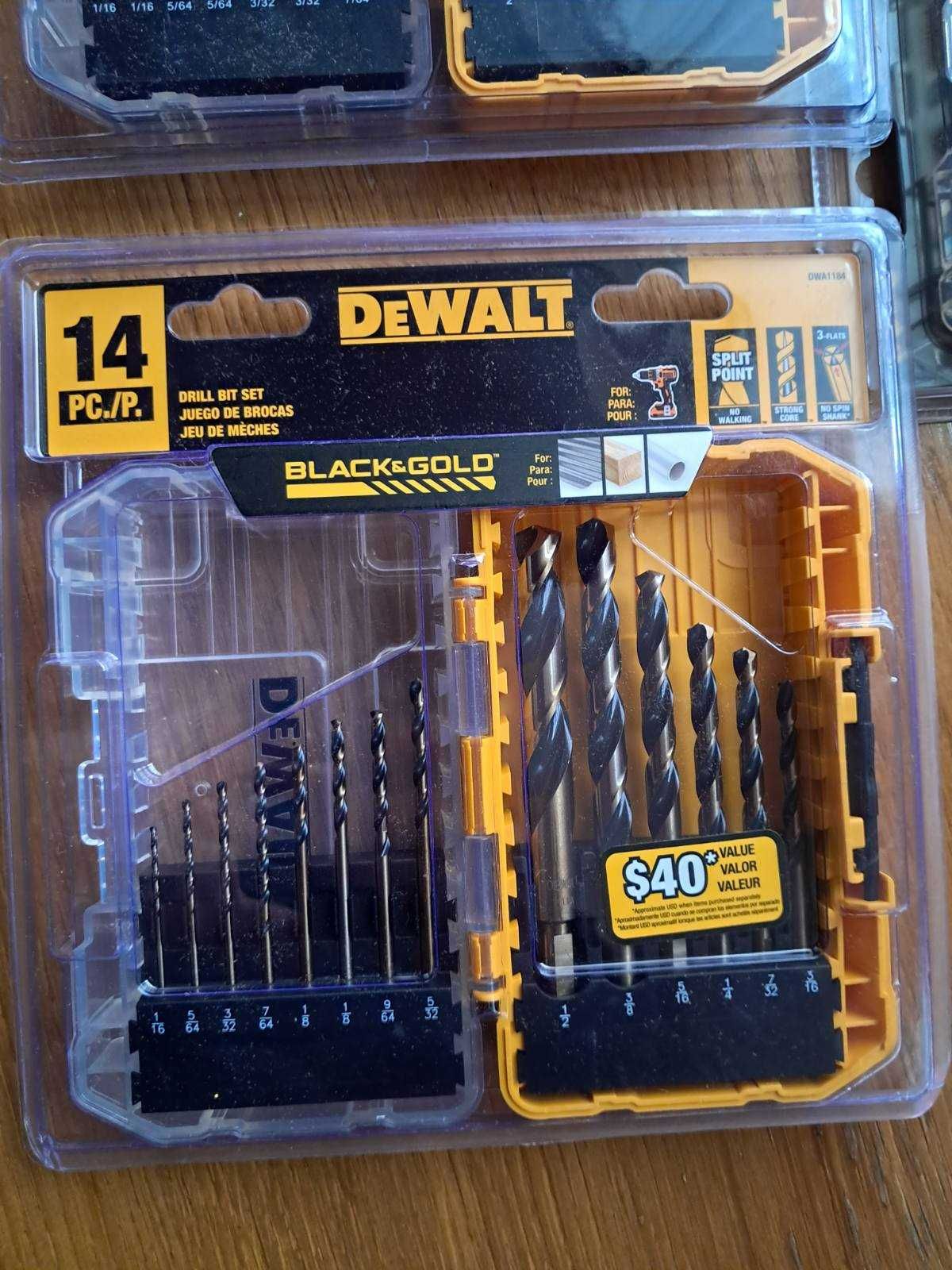 Dewalt Titanium, Black & Gold, набір біт, сверл в блістерах.