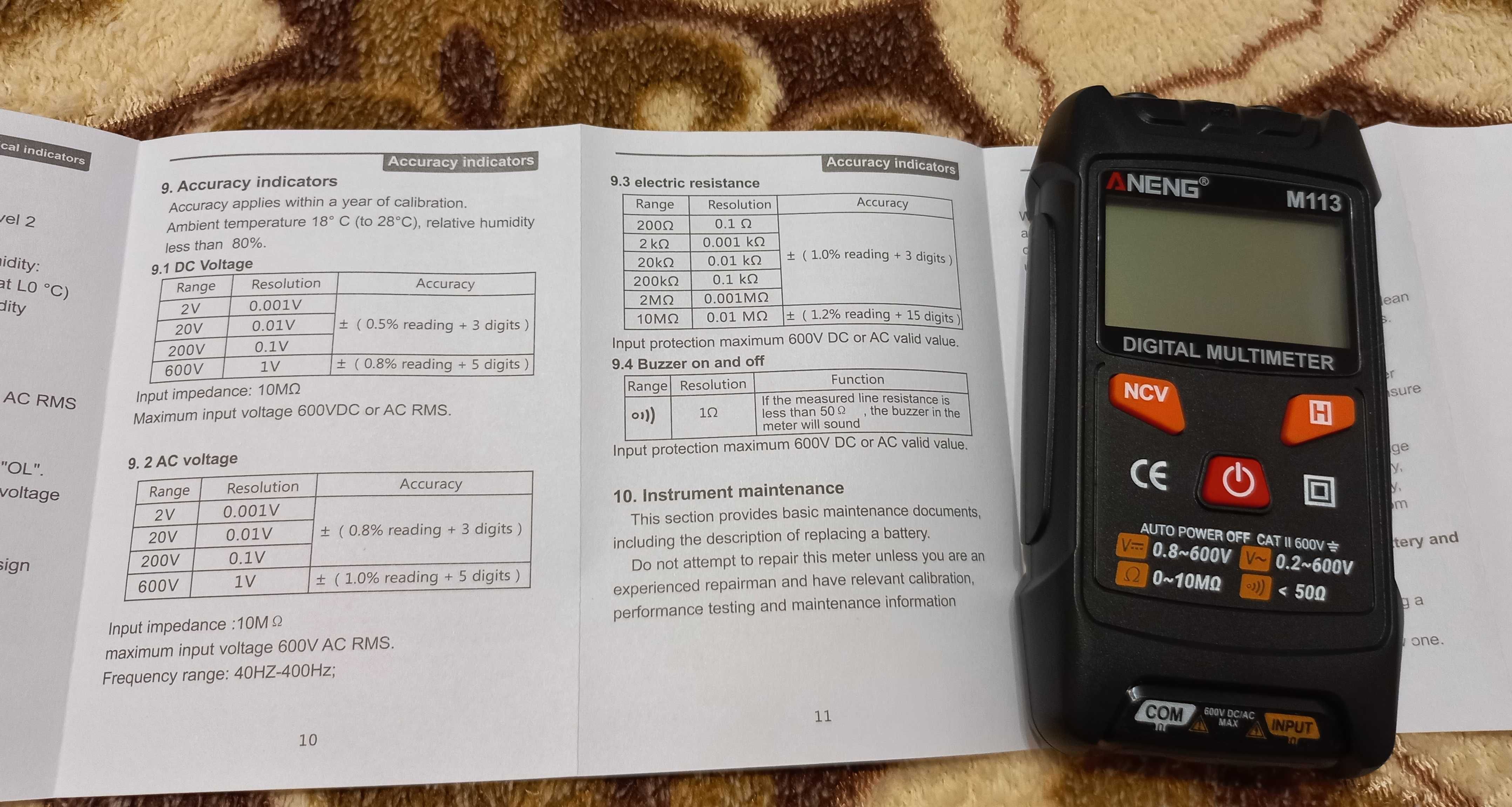мини-цифровой мультиметр ANENG M113, автоматический измеритель