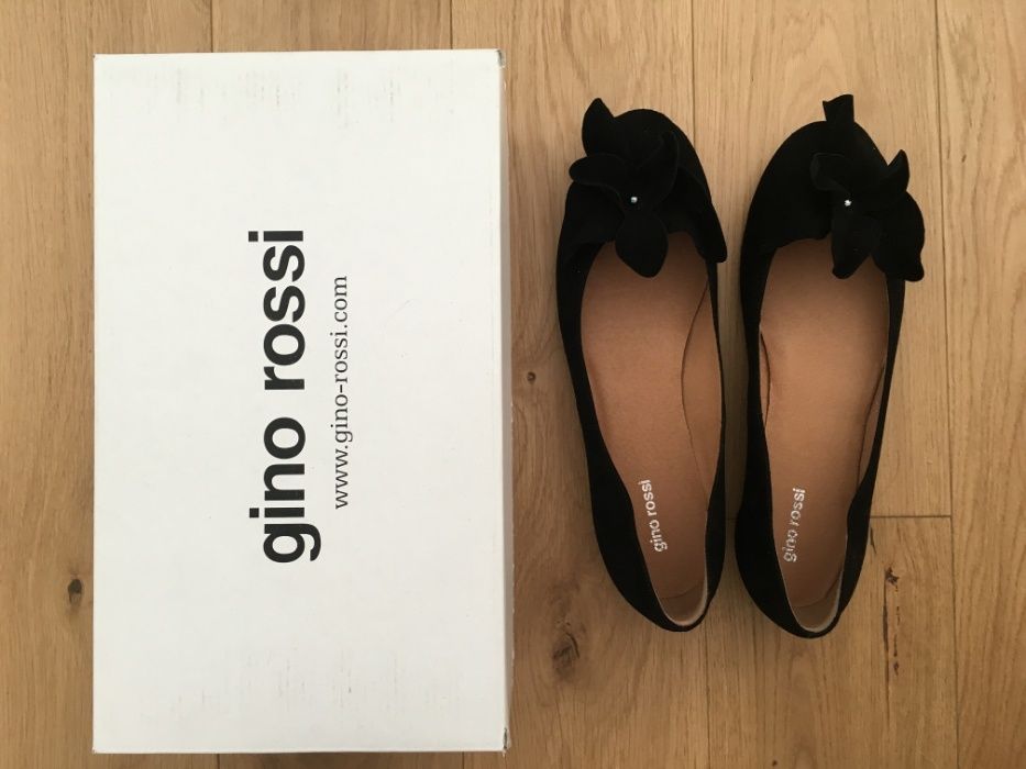 Baleriny Gino Rossi zamsz naturalny czarne roz. 37,5 NOWE