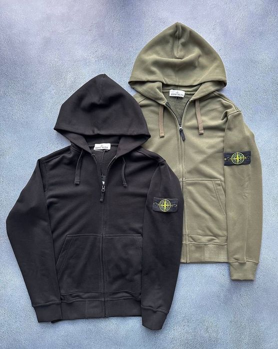 Хакі зіп худі Stone Island Сіра кофта Стон Айленд Зип худи Стоник