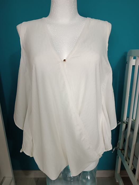 Nowa bluzka elegancka damska koszula ecru biała XL