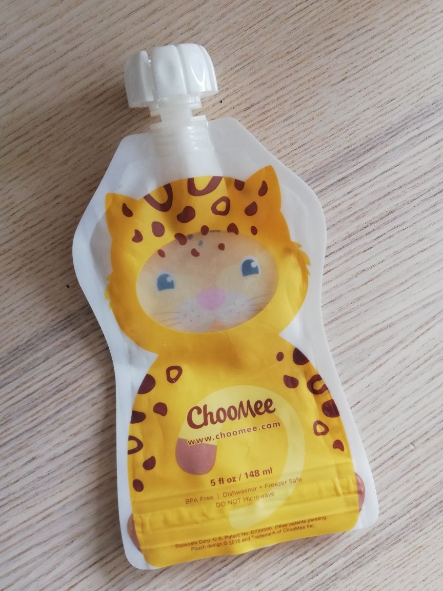 Saszetka tubka na mus przecier choomee dla niemowląt tygrysek gepard