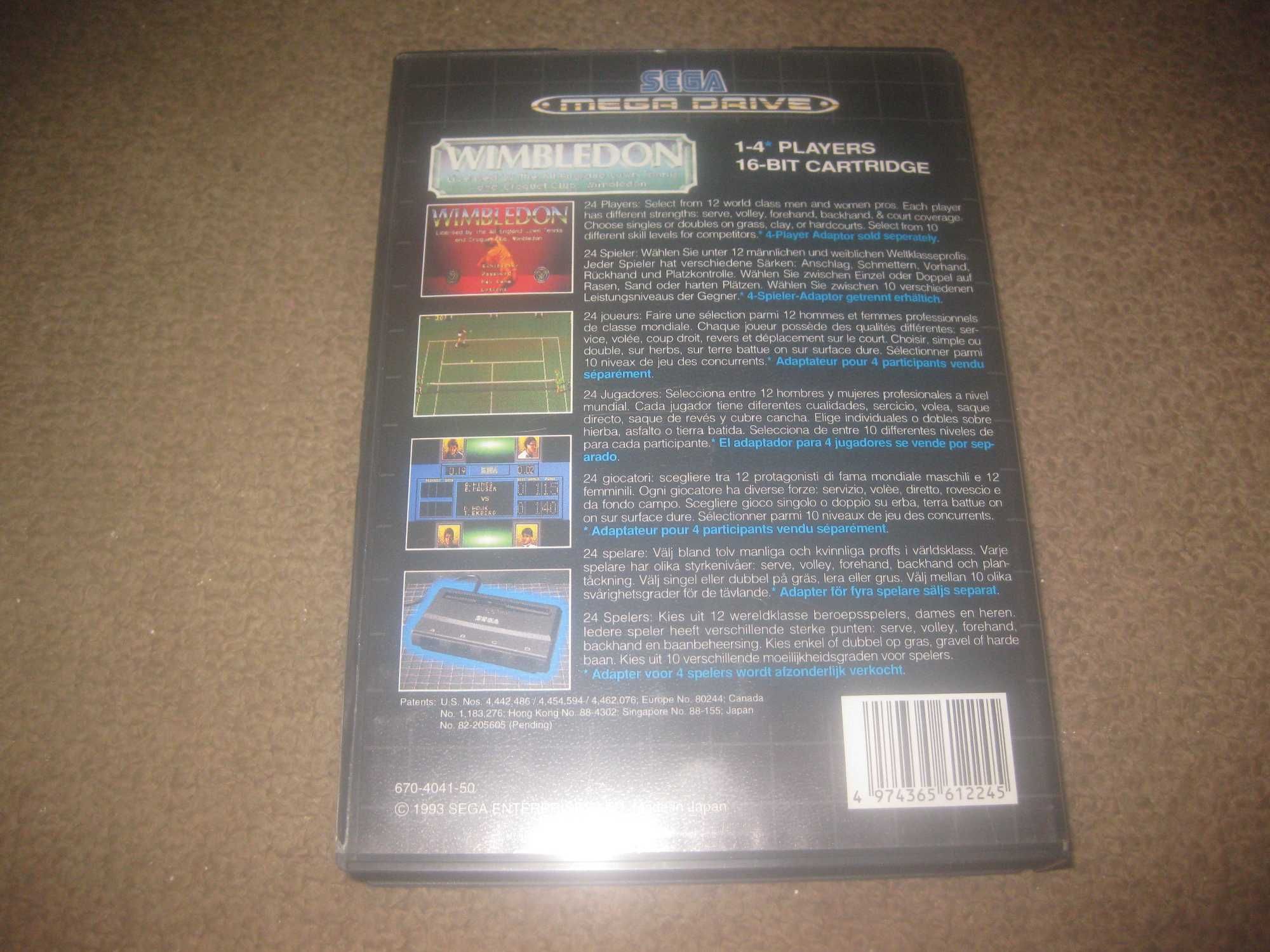 Jogo "Wimbledon" para Sega Mega Drive/Completo!