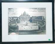 Fantastica gravura em prata da Praça São Pedro e Basílica do Vaticano