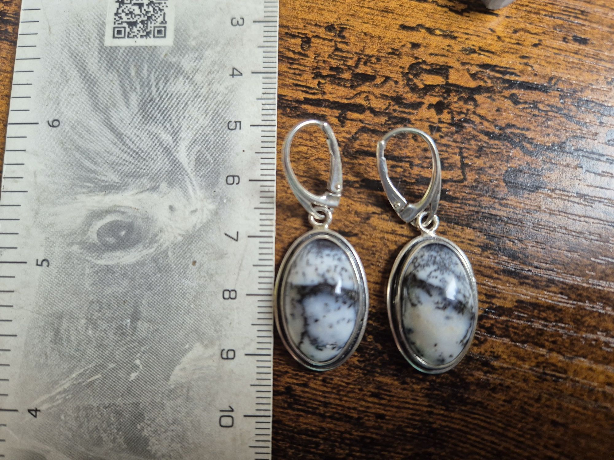 Kolczyki srebro 925 opal mszysty dendrytowy turecki